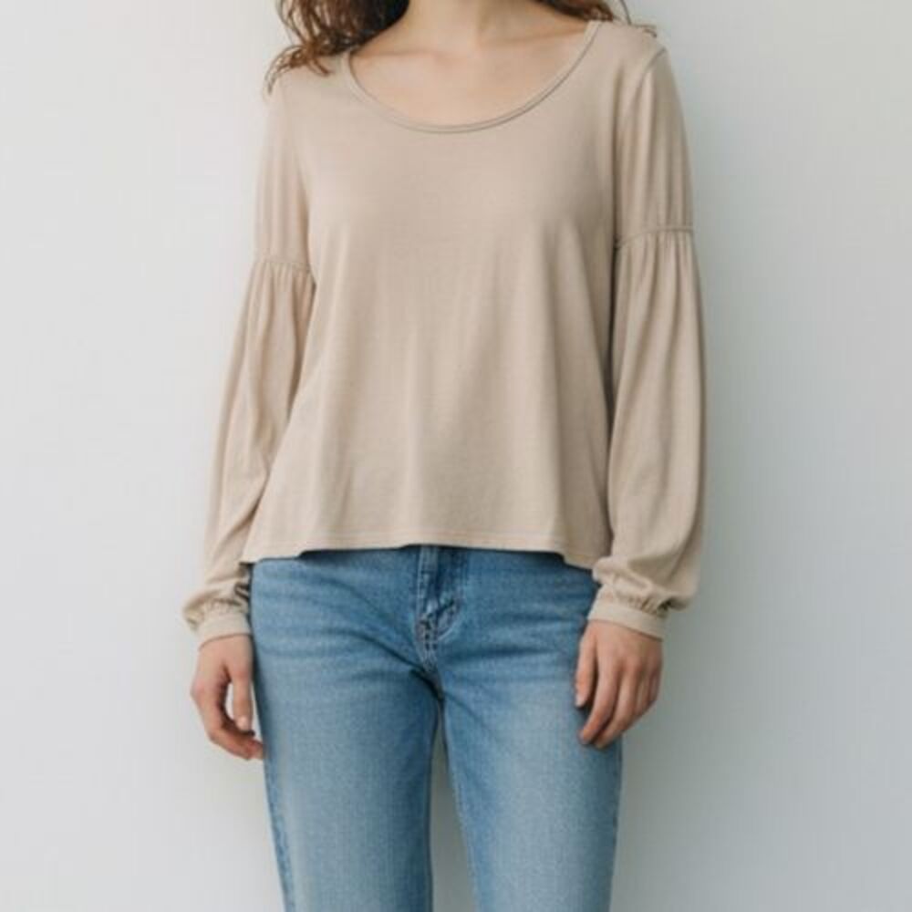 Nation LTD By Jen Menchaca Long Puff Sleeve Women Medium Pale Pink Knit Top
